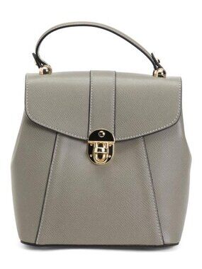 CHEVAL Made In Italy Leather Convertible Backpack Gold Hardware